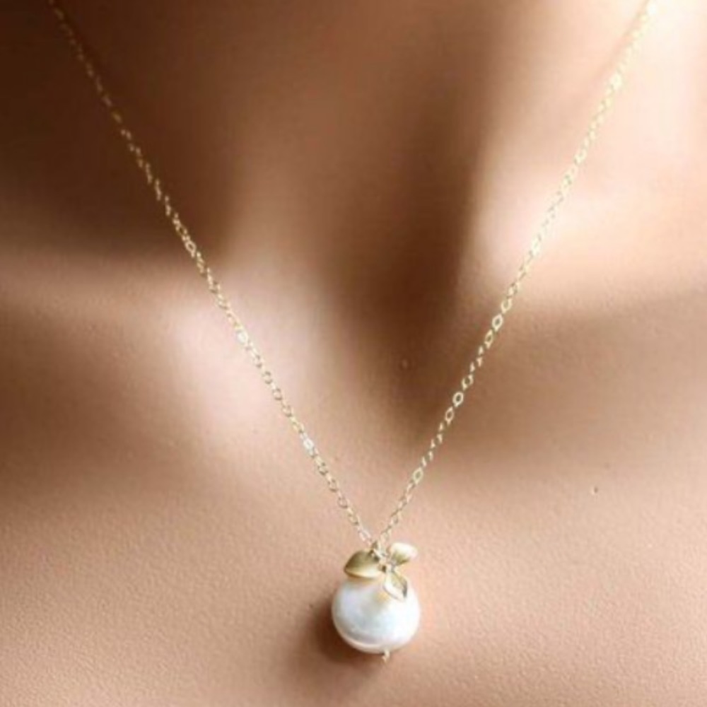 14k freshwater pearl orchid necklace